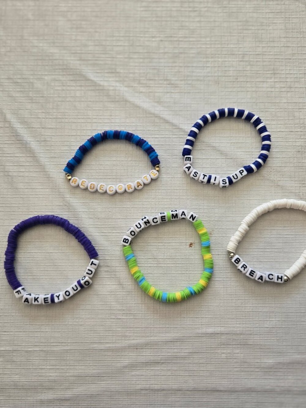 Handmade Twenty One Pilots seed beaded bracelets, set of 5 (#33)